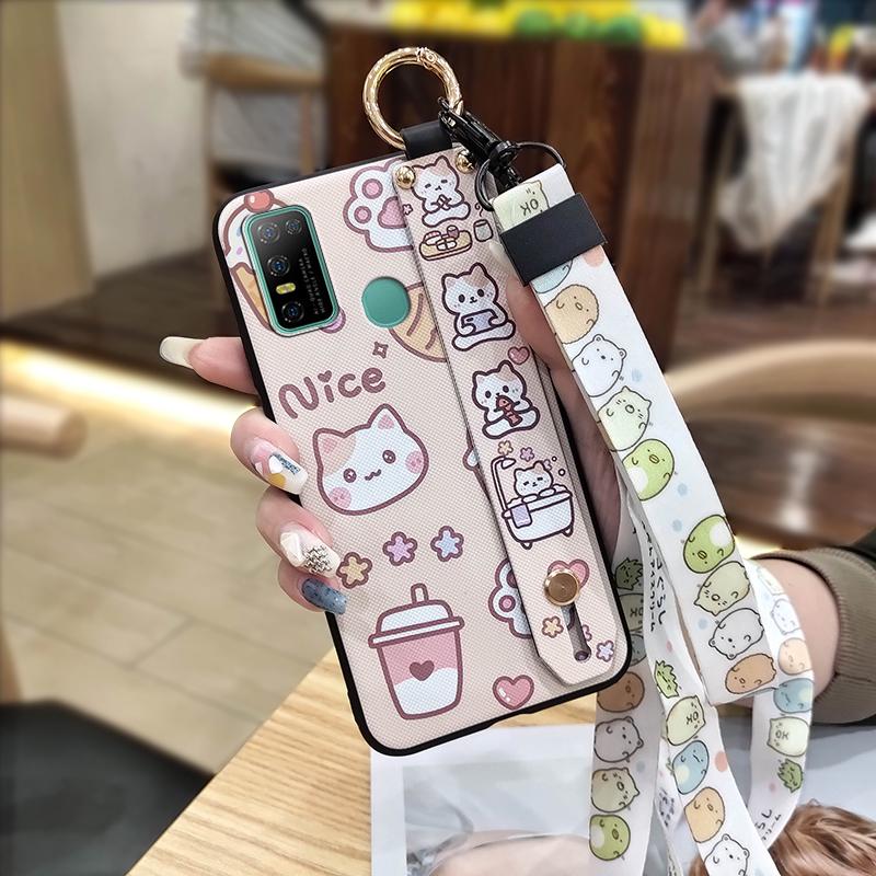 Anti-knock Lanyard Phone Case For Doogee N30 Cartoon Protective Fashion Design Soft Case Phone Holder Shockproof Ring