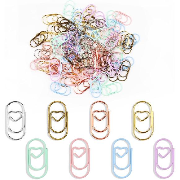 80 Pcs Heart Paper Clips - Love Heart-Shaped Small Clip Metal Journaling Clamps, Colorful Decorative Cute Paper Clips for Women, Document Note