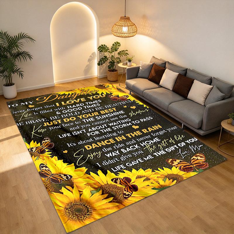 Sunflower Love Living Room Nonslip Area Rug Soft Carpet For Bedroom Game Playroom Sofa Office Home Decor Doormat Christmas Gift C930787