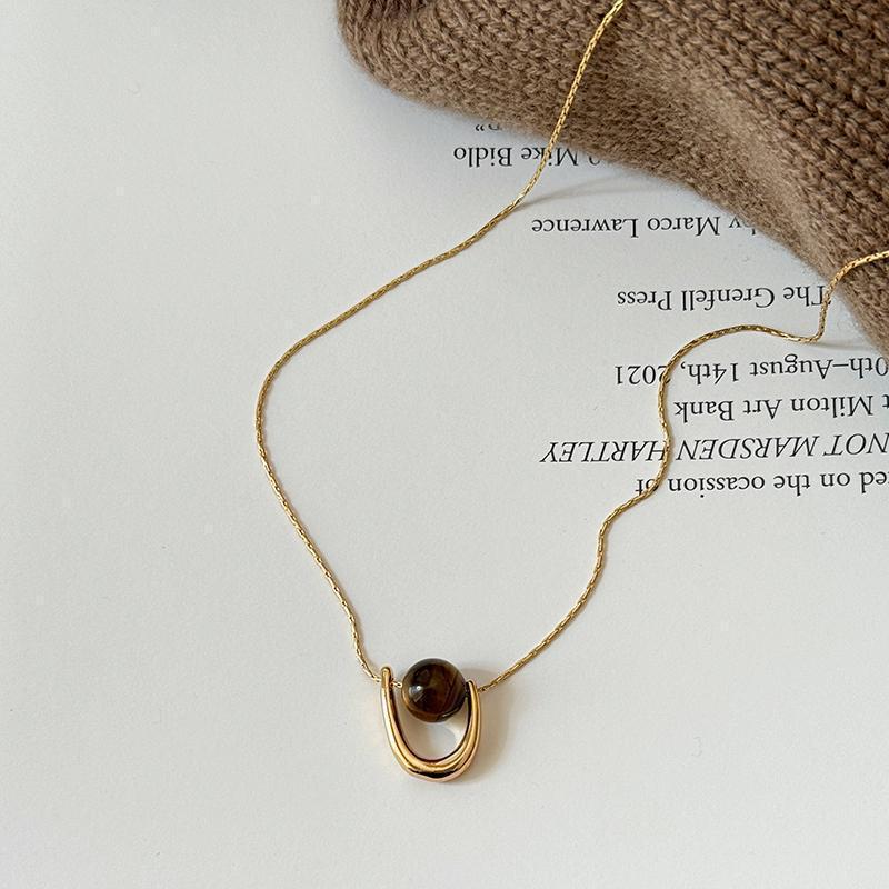 Ожерелье Han Luo с тигровым глазом, покрытое 18-каратным золотом - Ретро, Высококлассный аксессуар на ключицу