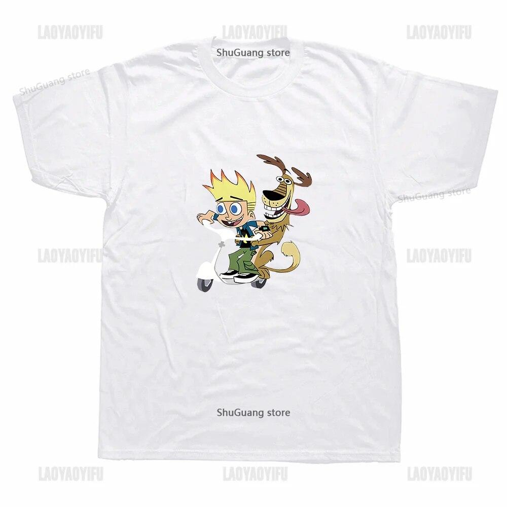 Топы с принтом «Ностальгия» из мультфильма Джонни Тест, винтажная милая одежда в стиле каваи, футболки унисекс с рисунком, повседневные хлопковые футболки в стиле Харадзюку, Ropa Mujer