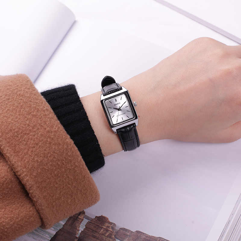 Casio Стандартная серия Серебряный Квадратный Ретро Искусство Кварцевый Механизм Кожаный Ремешок Часы Женские часы LTP-V007L-7E1