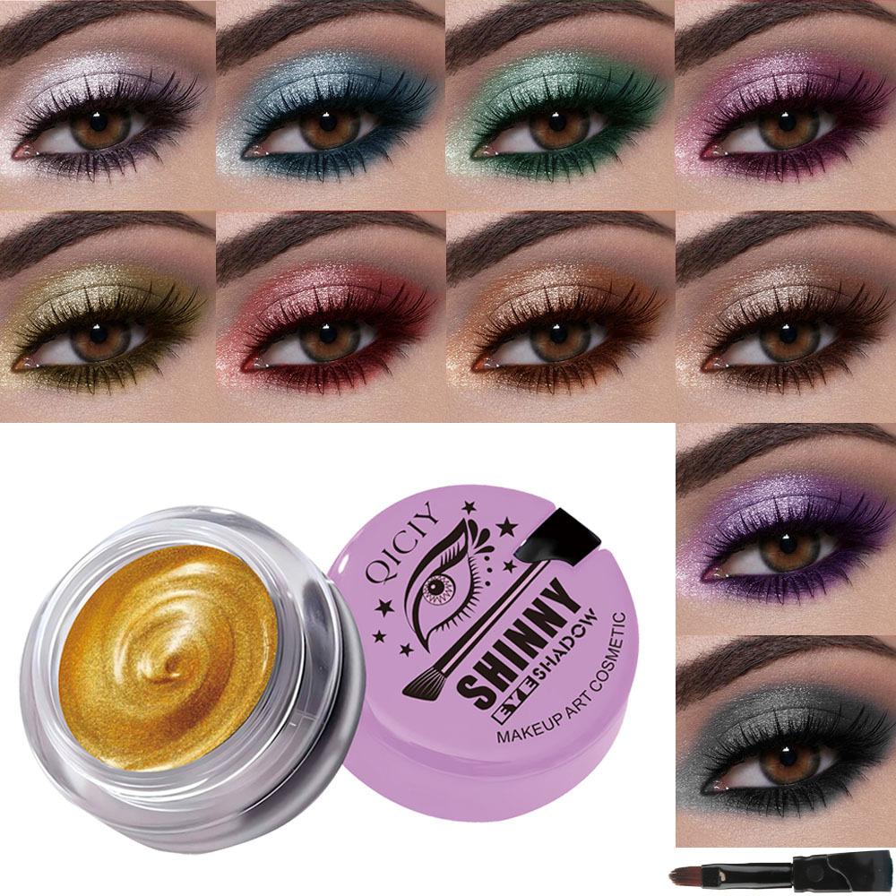Яркие блестящие кремовые тени для век с кисточкой. Стойкие водостойкие неразмазывающиеся мерцающие тени для век, идеально подходящие для сценических вечеринок