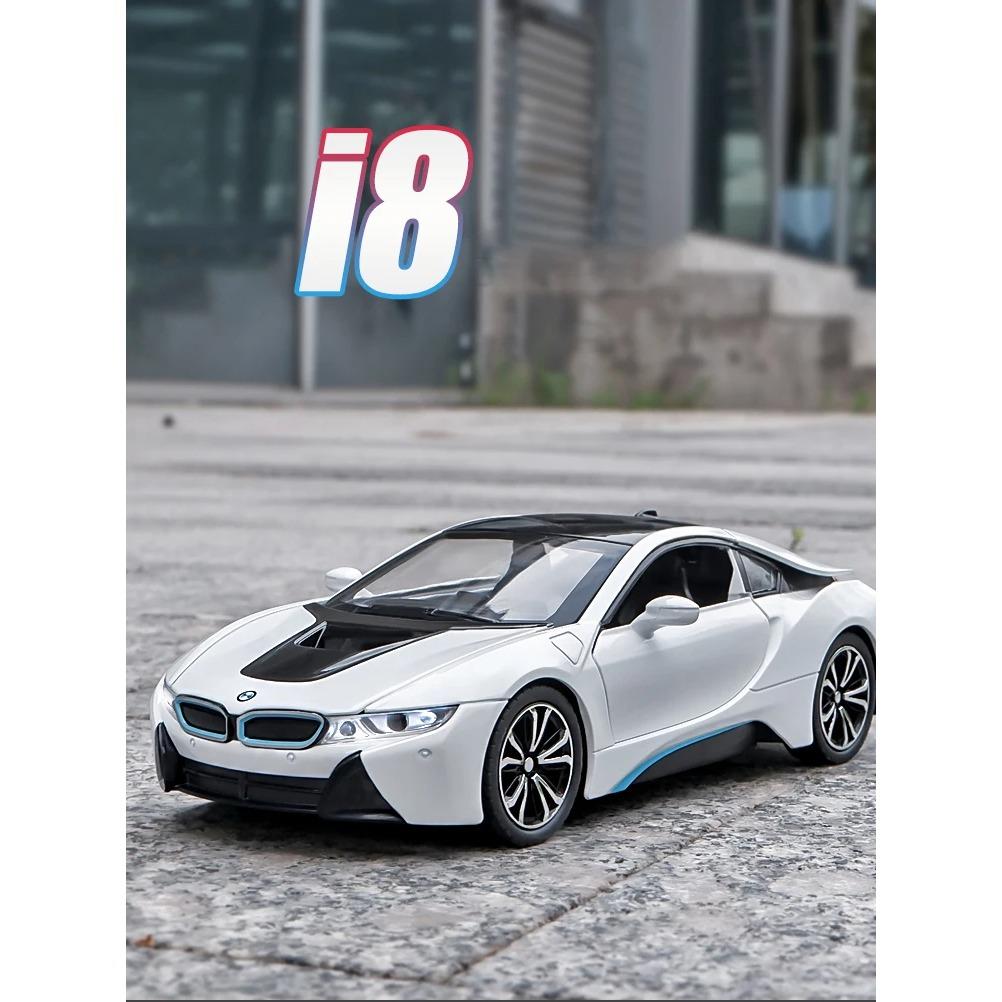 1/24 BMW I8 Supercar Alloy Car Diecasts & Toy Vehicles Car Model Sound and Light Pull Back Car Toys for Kids Gifts