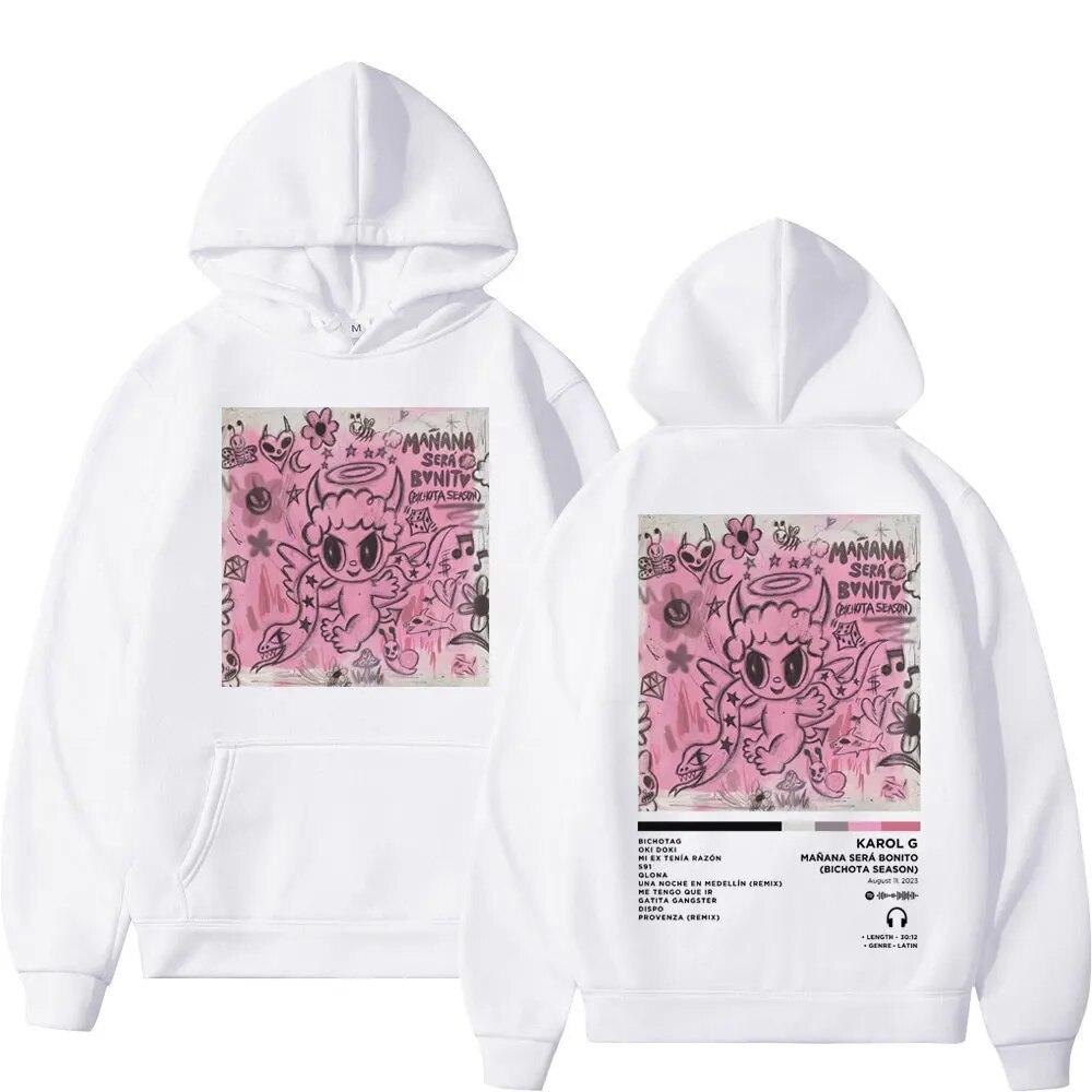 Singer Karol G Album двусторонняя толстовка с принтом, унисекс, женская уличная мода, толстовки с капюшоном, трендовые, большие толстовки в стиле хип-хоп