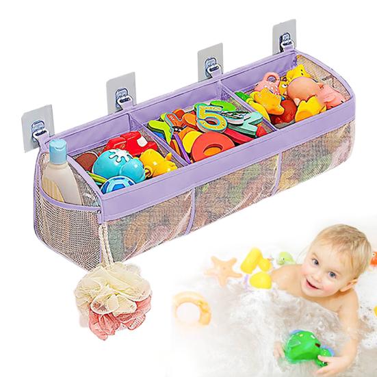 Органайзер для игрушек для ванной, 3 отделения, коробка для хранения игрушек для ванной, настенная полка для игрушек для ванной, для легкого доступа и сортировки игрушек