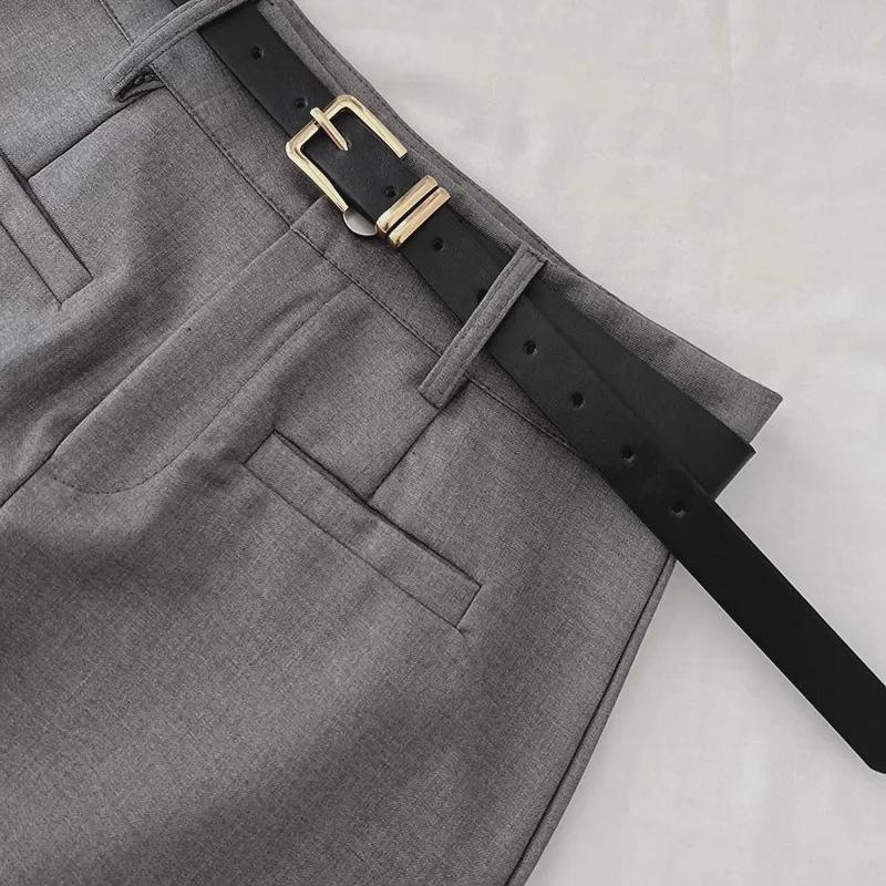 Женская юбка А-силуэта серого цвета с высокой талией, весна 2024 г. — стиль колледжа, облегающий крой, защита от воздействия внешней среды