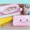 Cute Pink Smiling Pom Large Capacity Pencil Case Plush Storage Bag For Students