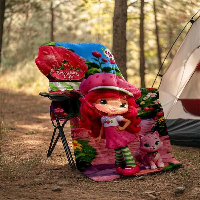 1pc Princess Strawberry8 Theme Blanket - Digital Print, Polyester, Cozy for All Seasons, Perfect for Outdoor, and Travel