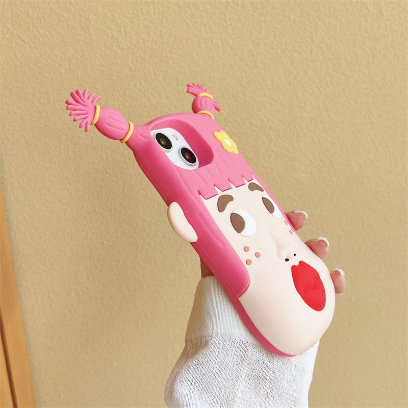 Силиконовый чехол для телефона с 3D красными губами Ugly Girl для iPhone 14 Pro Max 11 12 13 Pro Max, супер милый защитный чехол с оплеткой