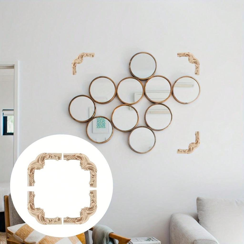 4 шт. Декоративные деревянные резные угловые накладки для дверцы шкафа мебели