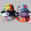 Graffiti Fisherman Hat: Retro, Double-Sided Sun Protection for Men & Women - All-Match Hip-Hop Bucket Style