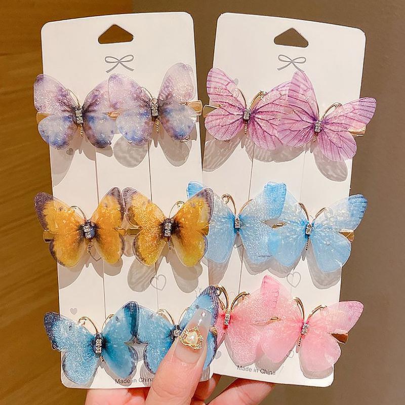Заколки-бабочки, заколки для волос для девочек, заколки-бабочки, женское милое украшение для волос, радужный головной убор, модные аксессуары для волос