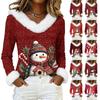 Рубашки с длинным рукавом для женщин Милые топы Рождественские принты Футболки Блузки Повседневные топы больших размеров Базовые топы Пуловеры