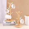 Sustainable Wood Storage Solution for Mugs Featuring Tree Shape and 6 Hooks