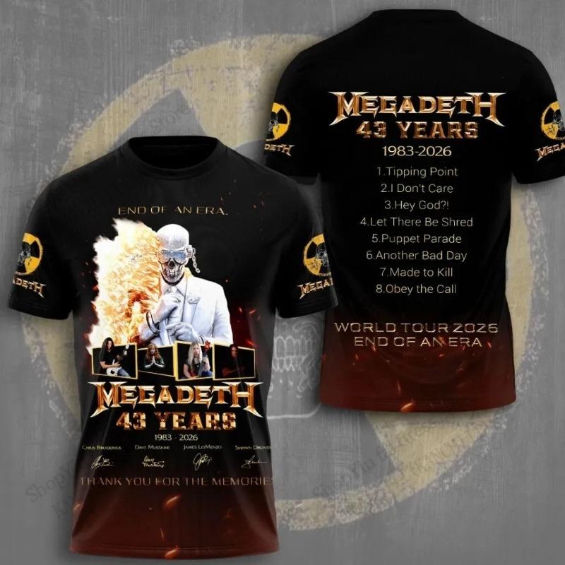 Новая футболка с 3D-принтом Megadeth, футболка для тура, мужская и женская, модная, хип-хоп, оверсайз, с коротким рукавом, детская одежда