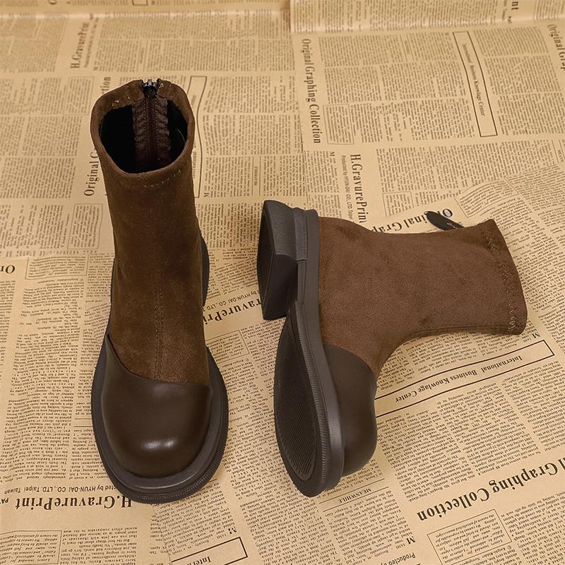 Ботильоны на каблуке для женской обуви Замшевые Модные Повседневные Платье Зимние Сапоги Дизайнерские Ретро Новые Удобные Короткие Женские Сапоги