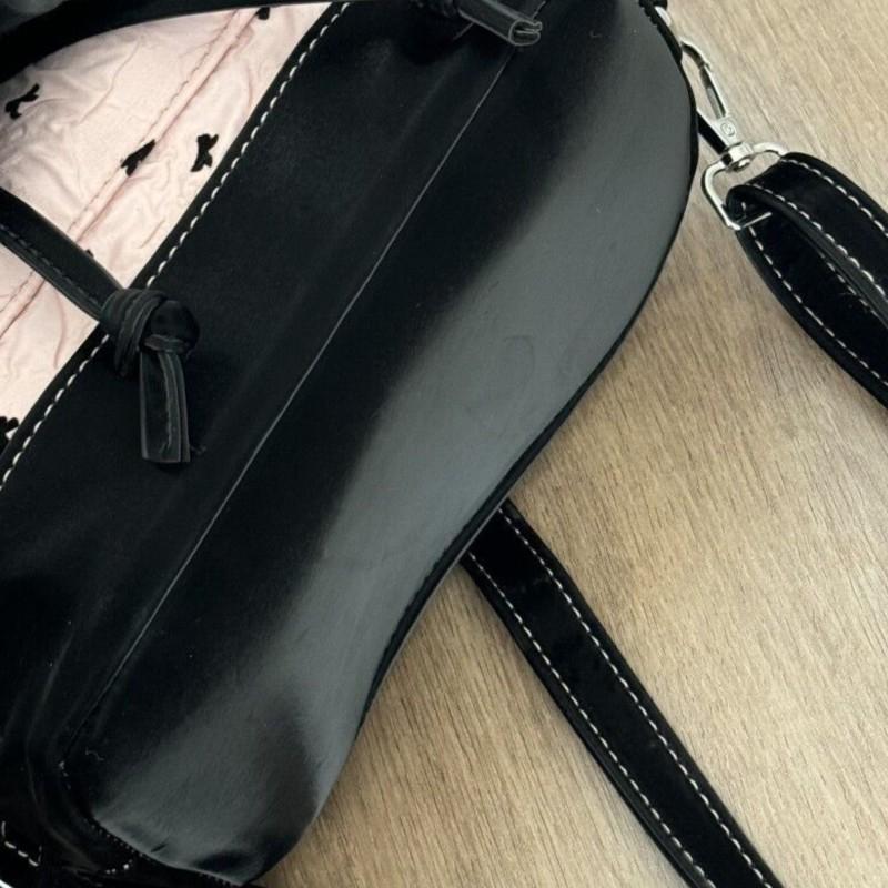 Lolita Black Pink Bow Ruffled Backpack Women Girls Compact Sweet Edgy Commuter Versatile Rucksack Ladies Elegant Mochilas Mujer