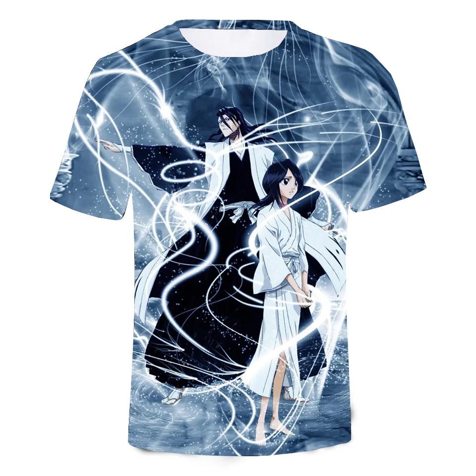 Летняя футболка с круглым вырезом и 3D-принтом аниме Bleach, модная повседневная футболка с коротким рукавом для детей и мальчиков