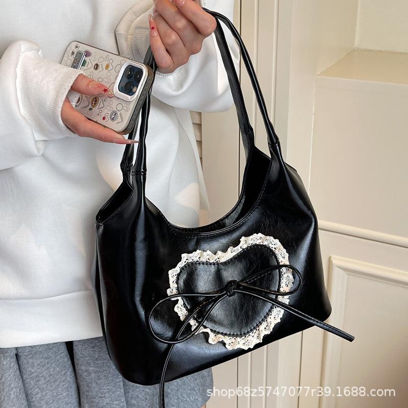 Fashion Texture Underarm Tote Bag Women's 2025 New Foreign Style Love Commuter Bag Large Capacity Commuter Shoulder Bag