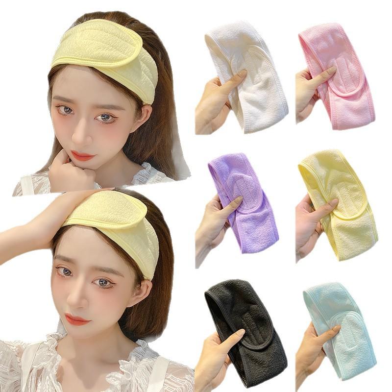Generic Brand Adjustable Velcro Spa Headband, Soft Multi‑Color Hairband for Face Washing Yoga Makeup