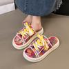 Модные повседневные граффити шлепанцы на толстой подошве женские летние 2025 новый нишевый дизайн наступающие на дерьмо пляжные сандалии