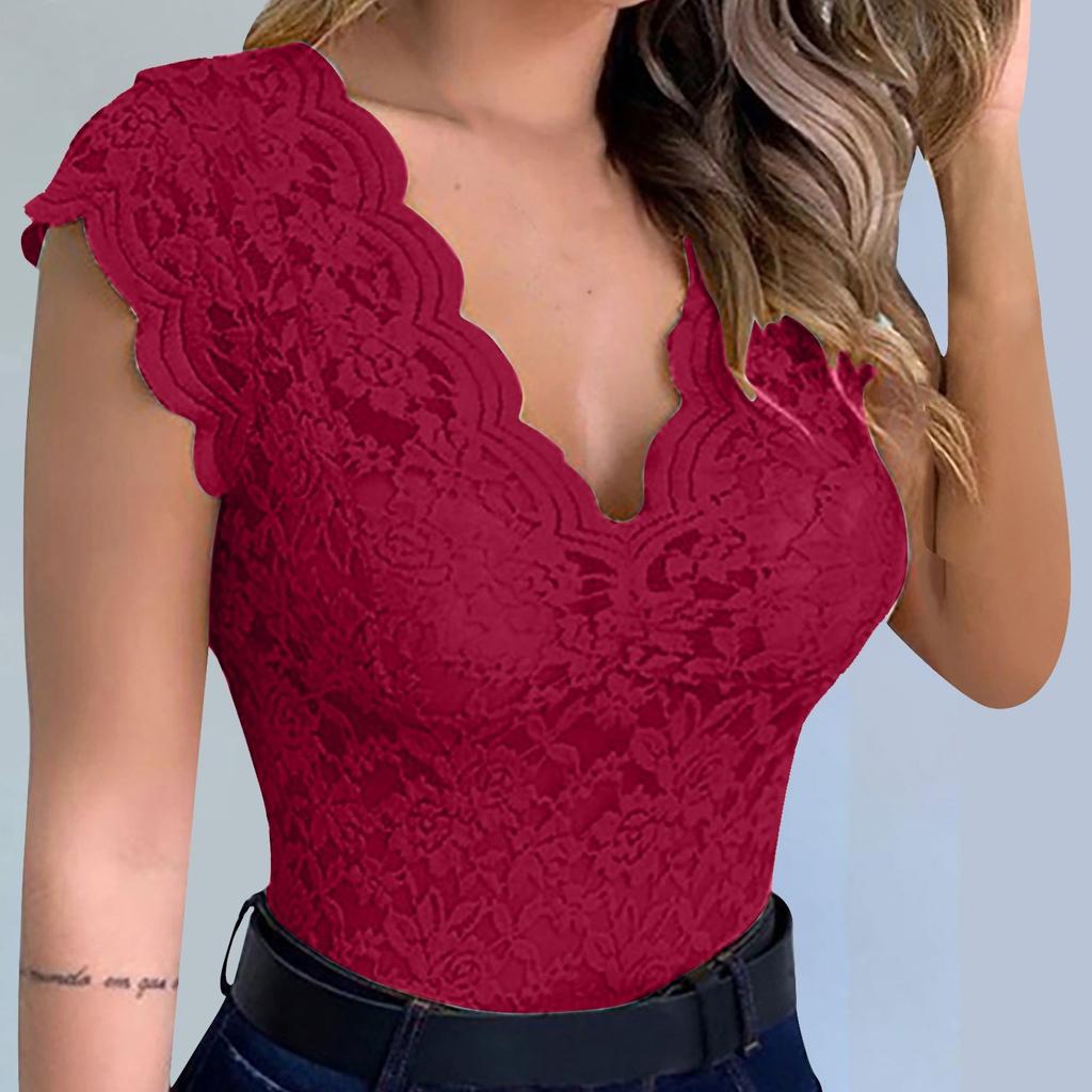 Женская повседневная сексуальная тонкая однотонная кружевная майка с v-образным вырезом, женское сексуальное кружевное эротическое белье