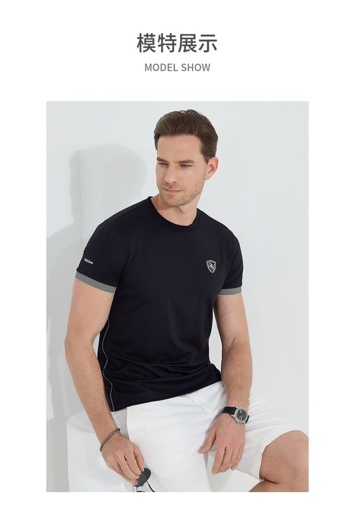Cool sensation antibacterial 2025 summer men's sports outdoor short sleeved T-shirt
