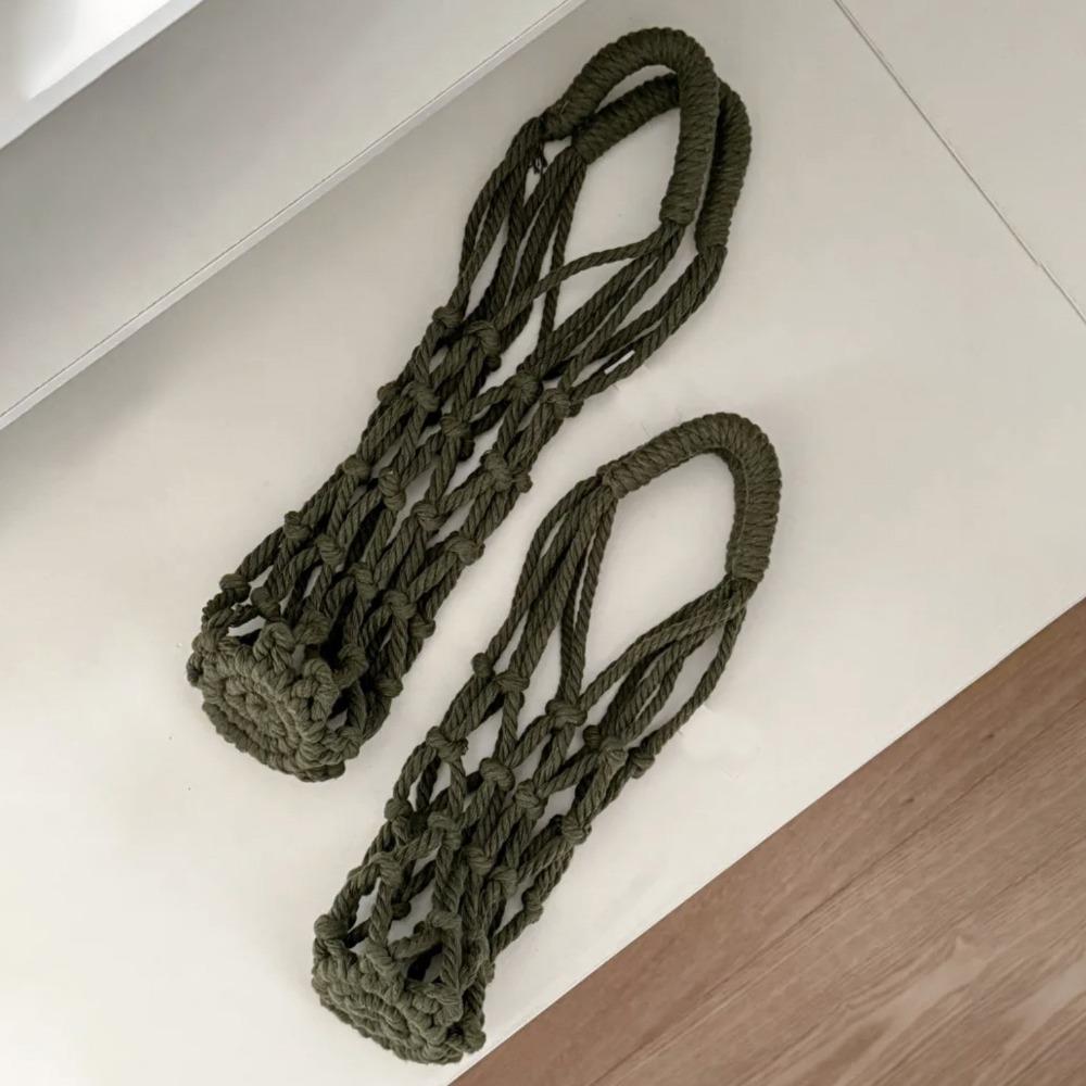 Hollow Out Water Bottle Bags Woven Portable Carrying Bag Foldable Coffee Cup Holder