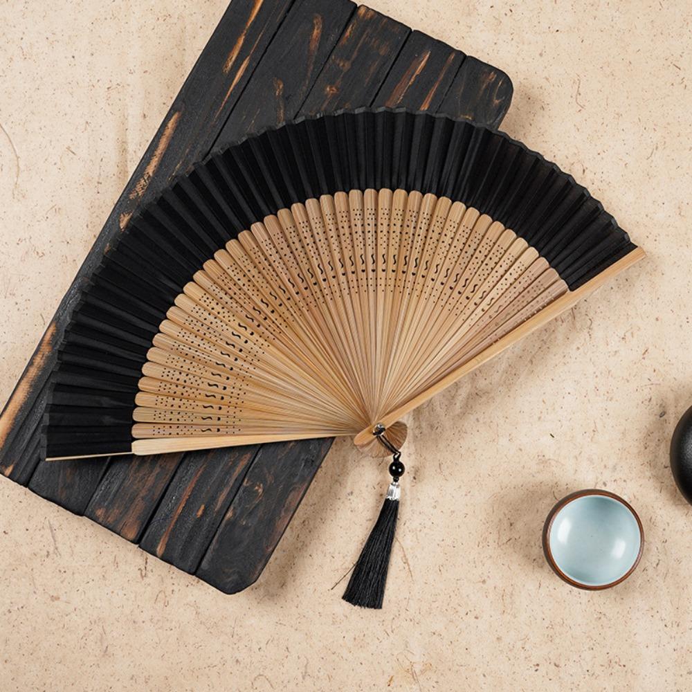 Carved Handle Chinese Fan Handhold Dance Fan Home Decoration Bamboo Folding Fan Gift