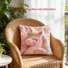 1Pc Cute Unicorn Pink Pillow Cover Double-Sided Machine Washable Cushion Case For Living Room Sofa Bedroom Decor