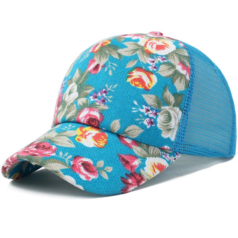 Солнцезащитный крем Бейсбольная кепка с цветочным принтом розы Спортивные сетчатые кепки Дышащие повседневные шляпы для гольфа Snapback Hat