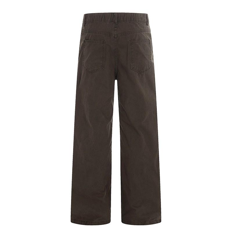 Unisex Cotton Straight Leg Casual Pants In Earth Tones Vintage Style Wear