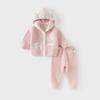 David Bella Kidsren's Home Clothes Winter Girls' Half-Velvet Baby Chenille Suit Warm Clothes Pajamas