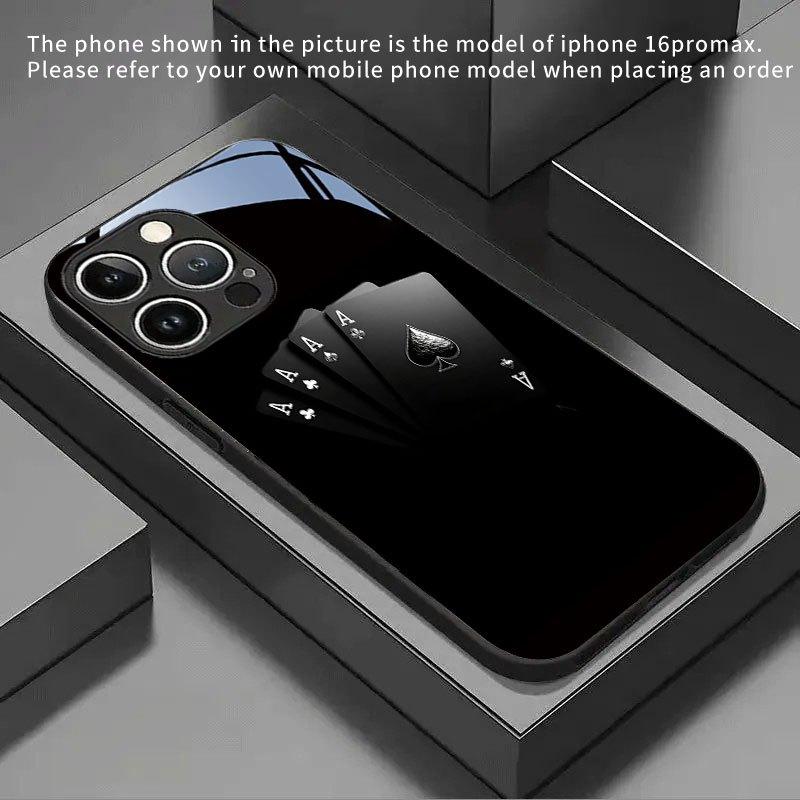 Печать «Четыре Туза» для Покера Чехол для iPhone 17 модные чехлы для телефона Стеклянный чехол для телефона для iPhone 17 16 15 14 13 12 11pm Pro Plus