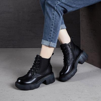 Кожаные хлопковые ботинки Martin Boots Vintage Thick Bottom Boots