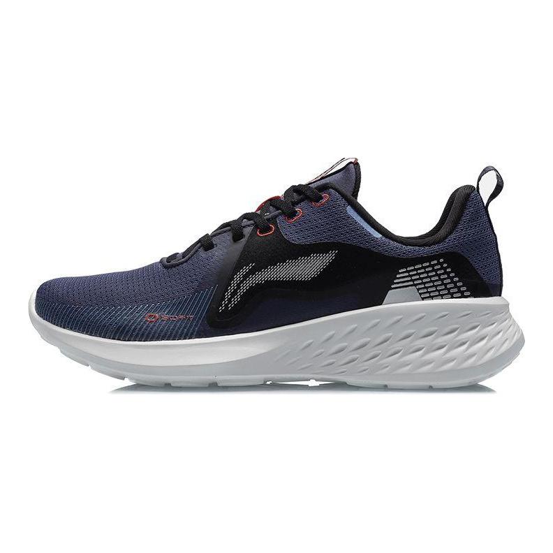Li-Ning Мягкие амортизирующие нескользящие прочные низкие спортивные повседневные туфли мужские кроссовки черные синие ARHR077-3