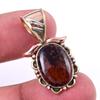 Natural Mahogany Obsidian Gemstone 925 Solid Silver Two Tone Pendant 1.25'' D9d32