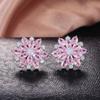 Luxury Sunflower Double-Layer Zircon Women's Stud Earrings - Fashionable Copper Jewelry Accessories
