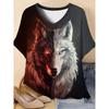 Женская симпатичная футболка с 3D-принтом йоркширского терьера, красный летний топ с короткими рукавами и V-образным вырезом, с рисунком животных