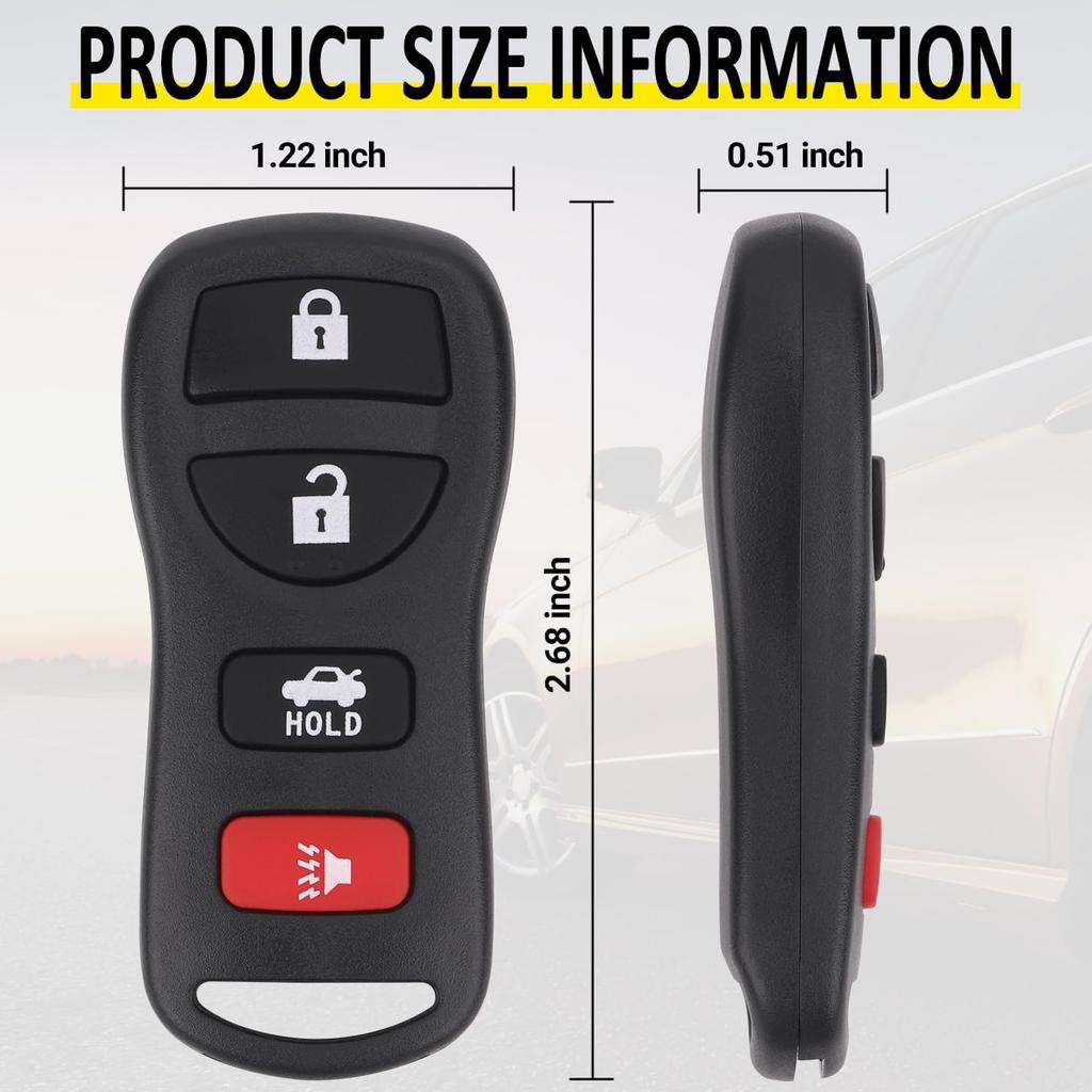 Keyless Entry Remote Control Car Key Fob Compatible with Infiniti EX35 FX35 FX45 I35 G35 QX56, Nissan Altima Armada Maxima Quest Sentra 350Z,