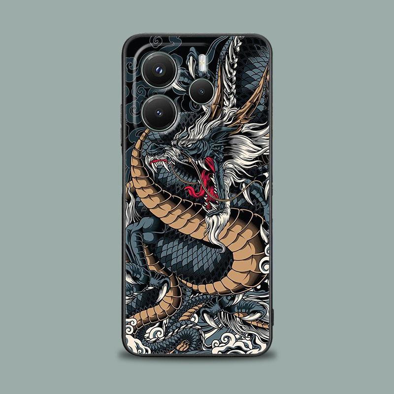 Чехол для телефона для Xiaomi Redmi 15C 14C 12C 13C 4G Redmi Note 15 14 13 12 11 10 Pro Plus 5G Cover Японская культура Волна Дракон Аниме