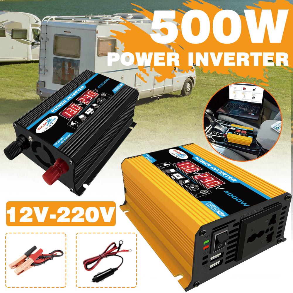 Car Inverter 12V To 220V Power Converter Pure Sine Wave LED Display Dual USB Car Inverter Charger Universal