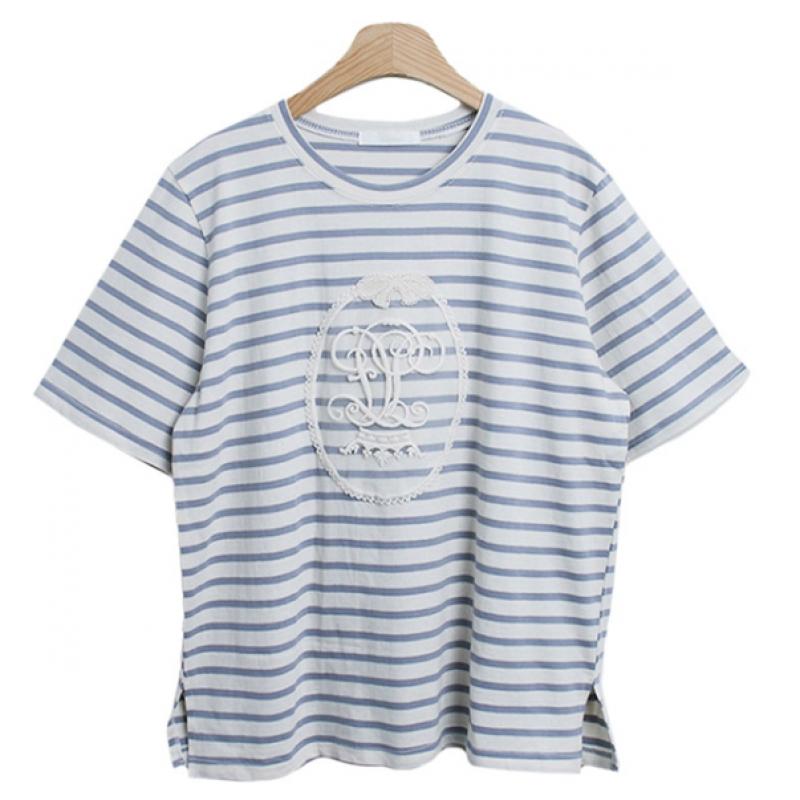 Shop Women Crown Lace Regular FiT 100 CoTTon STriped T shirT By.g Wsh 3528 1