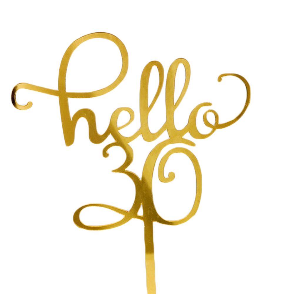 Свадебные принадлежности Юбилейная вечеринка Топпер для торта Буква Число Золотой акрил Привет 21/30/40/50/60