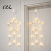 Christmas Tree Decorative Star LED Window Decoration, Battery Operated Hanging Warm Low Voltage Eye Protection Lamp Lighted Shaped Light for