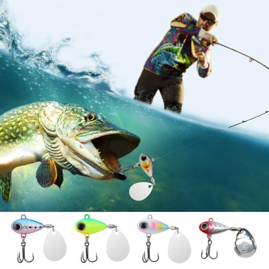 10.5G/30MM VIB Fishing Lure with Treble Hook Spinning Sequin Long Casting Hard Artificial Spinner Bait Saltwater Freshwater Bass Walleye