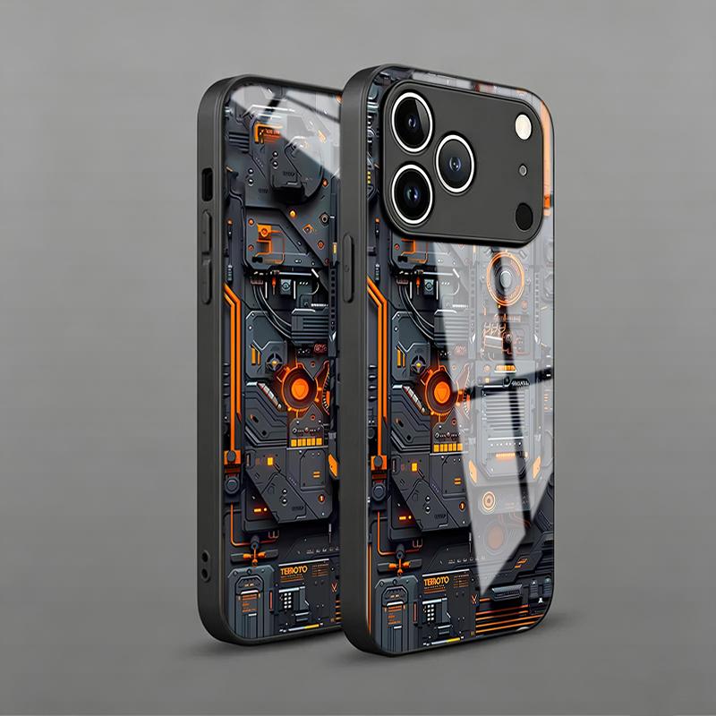 Cool Circuit Board Tempered Glass Phone Case for iPhone 17 18 Pro Max 13 12 11 Pro 14 15 16 Plus 16E 17Air X XR XS 7 8 SE2 Cover