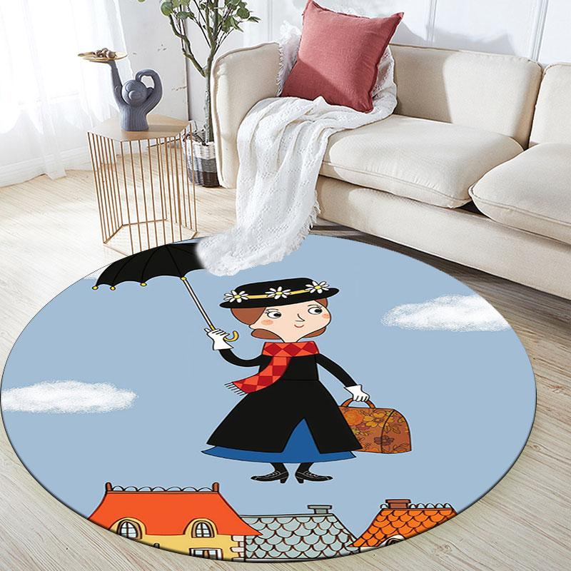 Magic Nanny pattern round rug,Carpet Rug for Living Room Bedroom Playroom ,Non-slip Floor Mat,Holiday Gifts and Birthday Gifts.