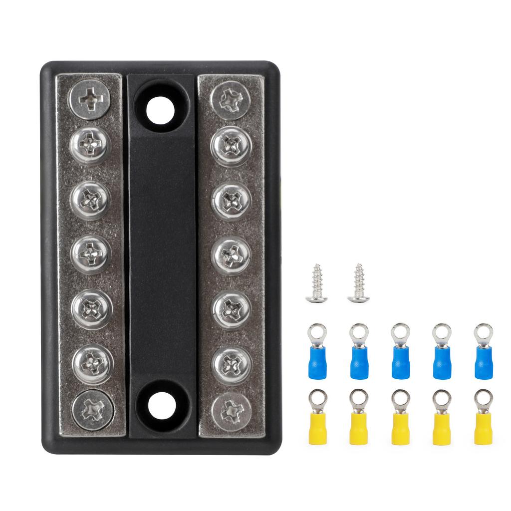 BusBar 100A 5 Circuit Dual Bus Bar Terminal Block Power Distribution Block 12V 24V 32V 48V DC For Car RV Truck Yacht Ship